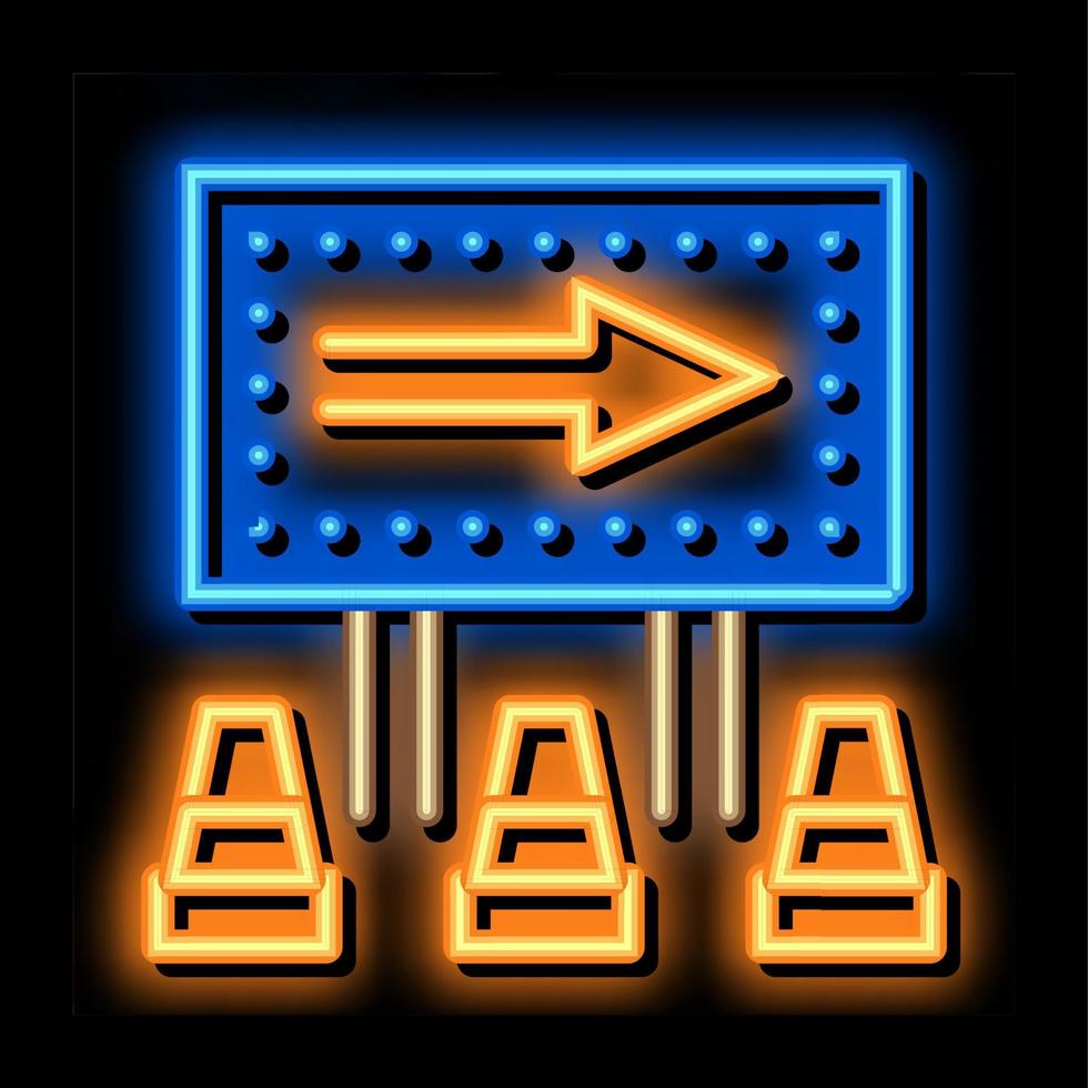 road mark show direction neon glow icon illustration vector