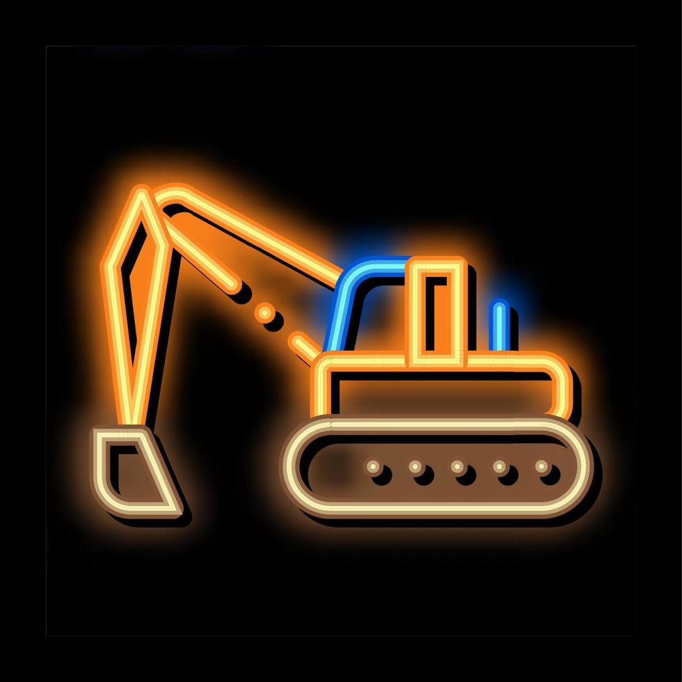 road repair excavator neon glow icon illustration vector