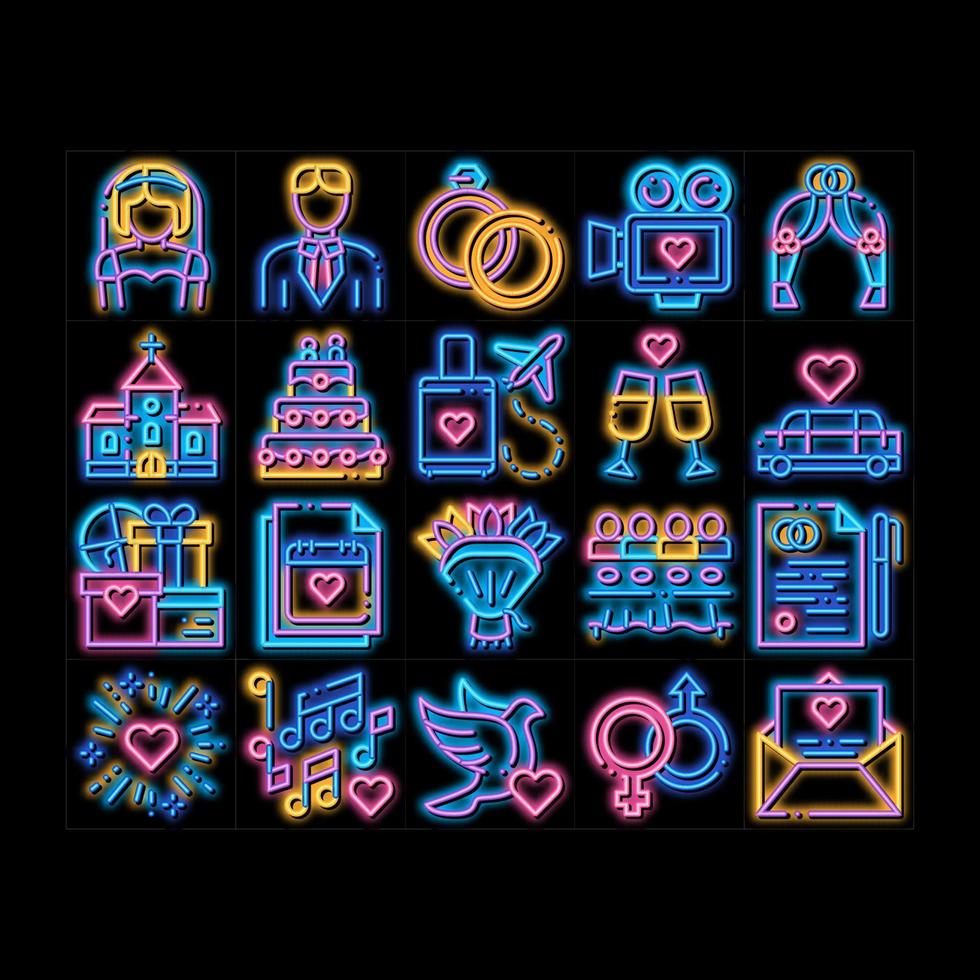 Wedding Vector neon glow icon illustration