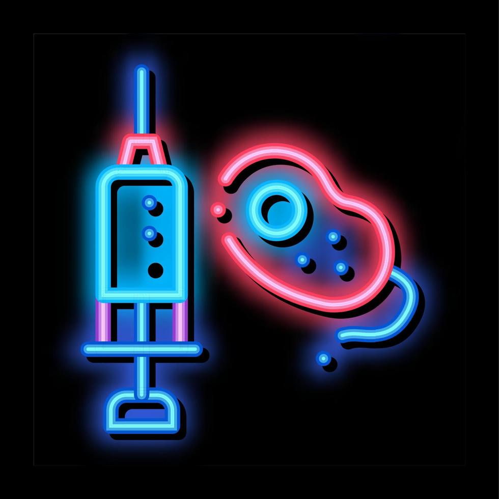 Injection And Bacterium neon glow icon illustration vector