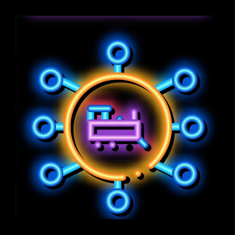 train direction neon glow icon illustration vector