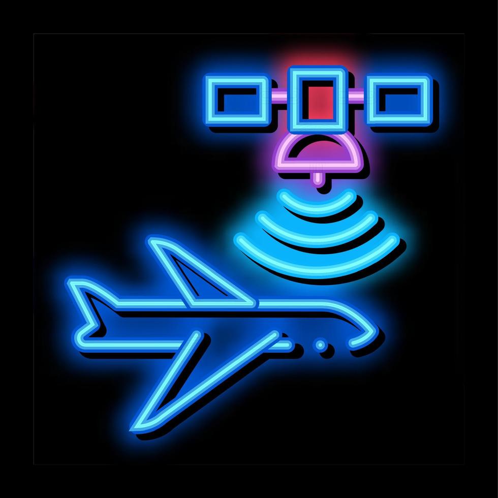 ilustración de icono de brillo de neón de navegación por satélite de avión de aire vector