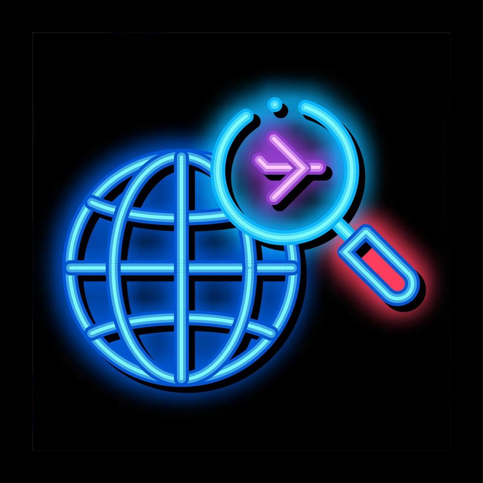 world airplane search neon glow icon illustration vector