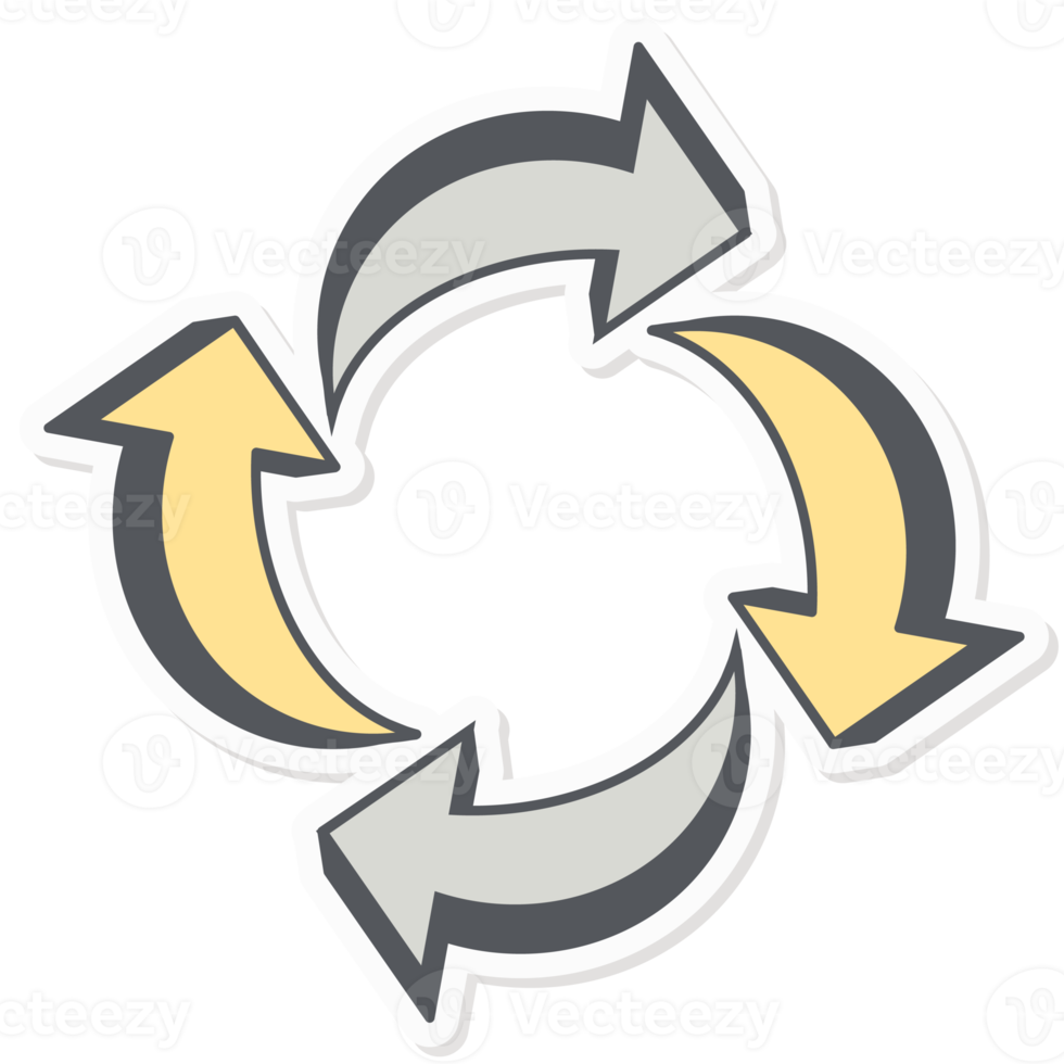 Four Arrows Rotating Recycling Symbol Infographics Sticker Company Budget Presentation Icon png