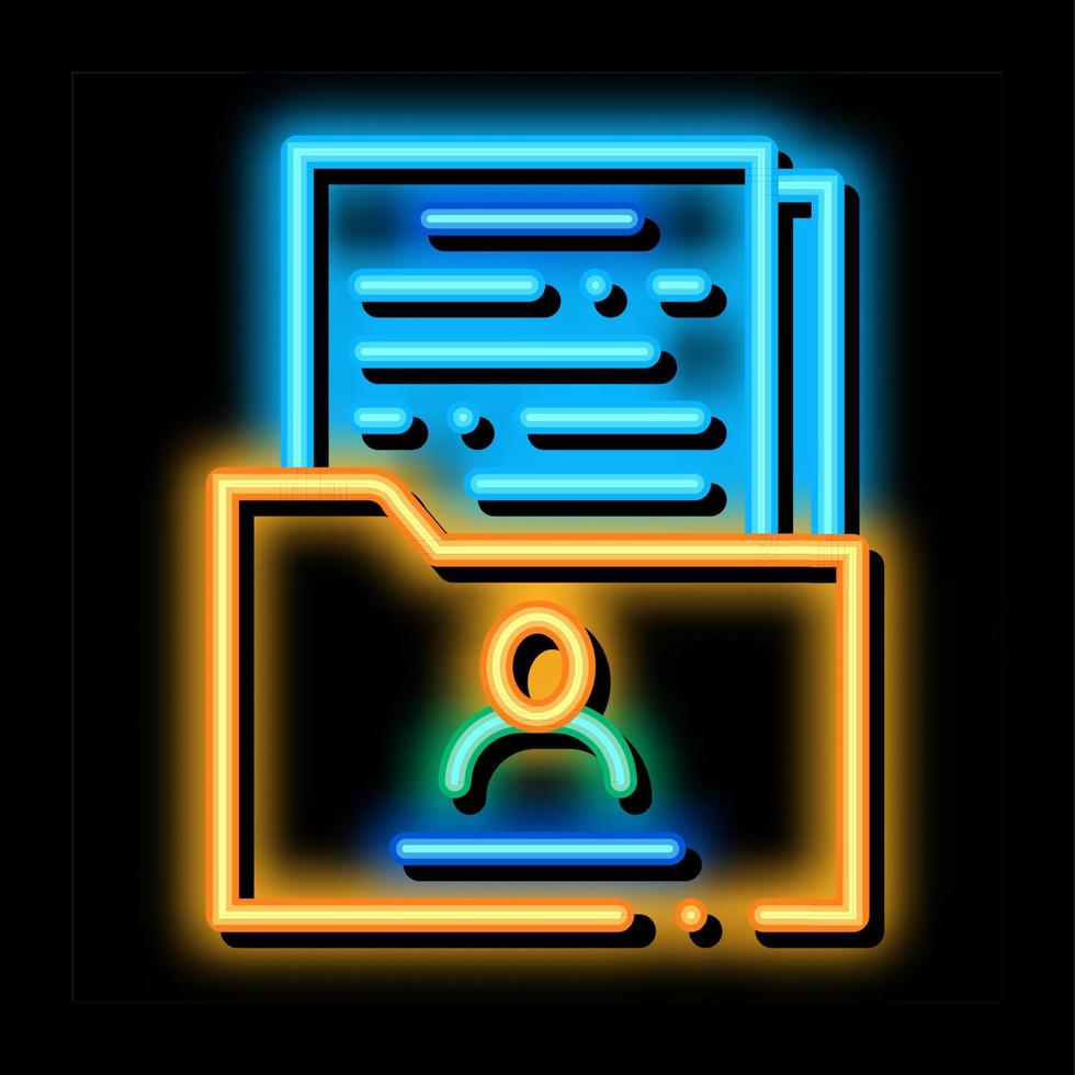 people info sheet folder neon glow icon illustration vector