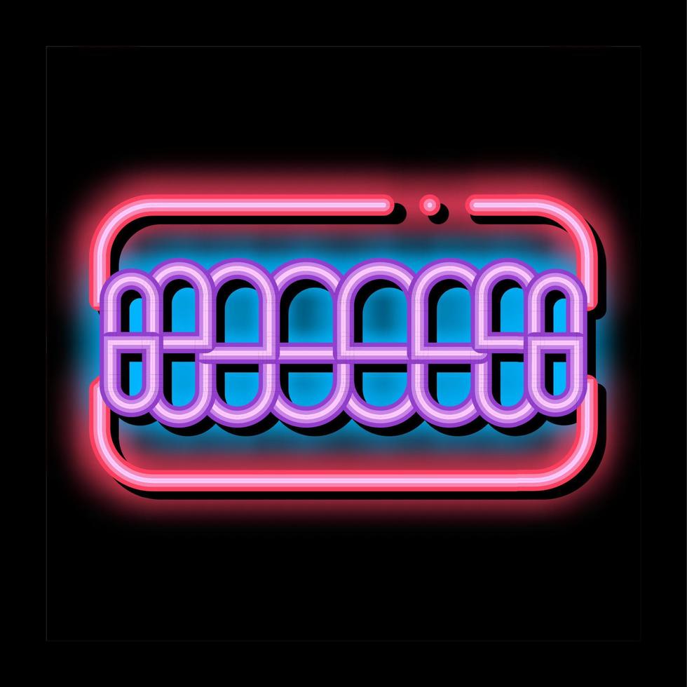 Set Of False Teeth Stomatology neon glow icon illustration vector