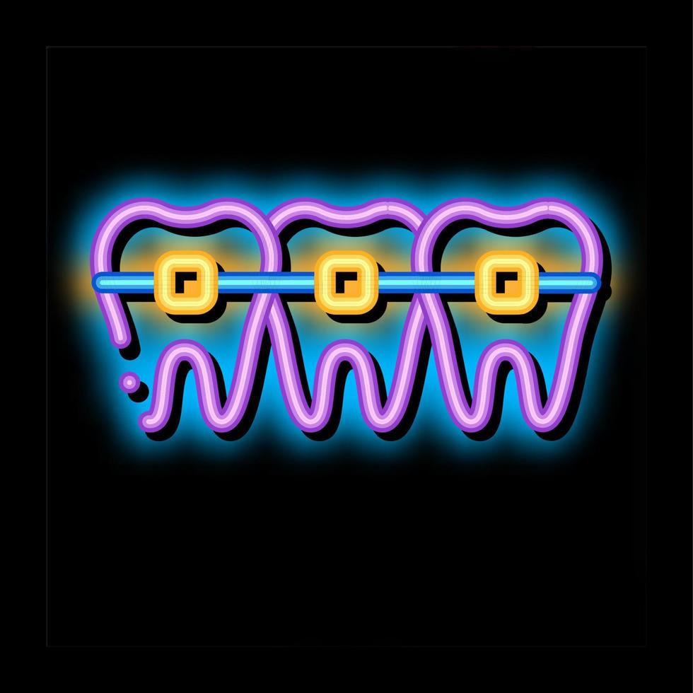 Dentist Stomatology Teeth Braces neon glow icon illustration vector