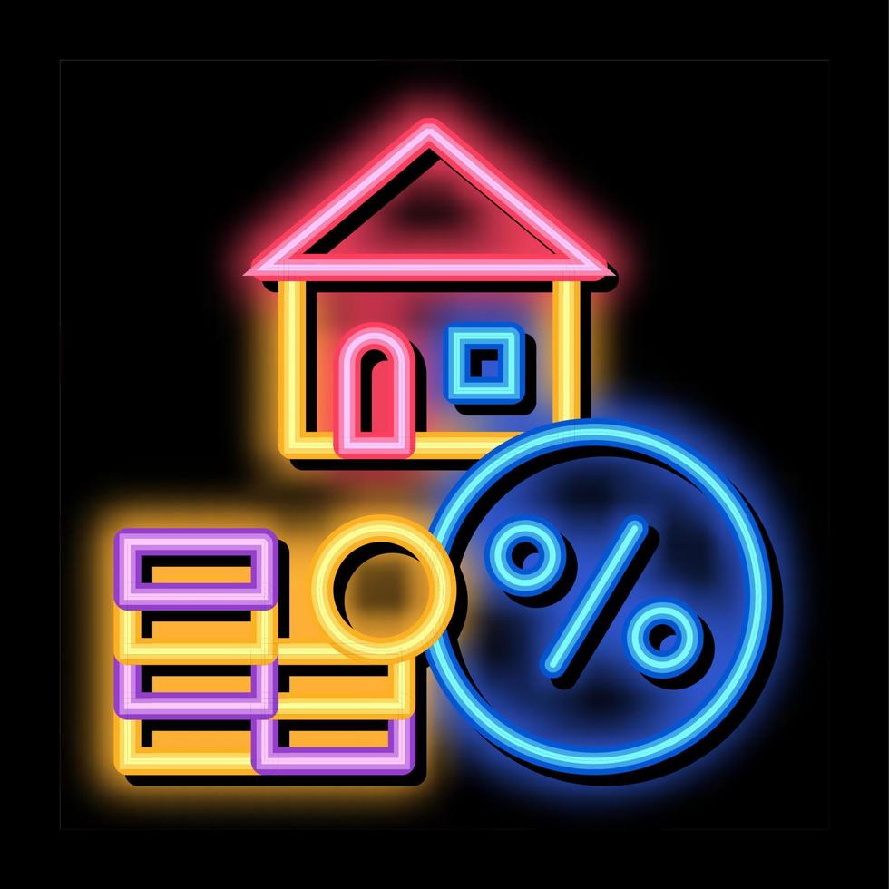 ilustración de icono de brillo de neón de marca de servicio de hipoteca de casa vector