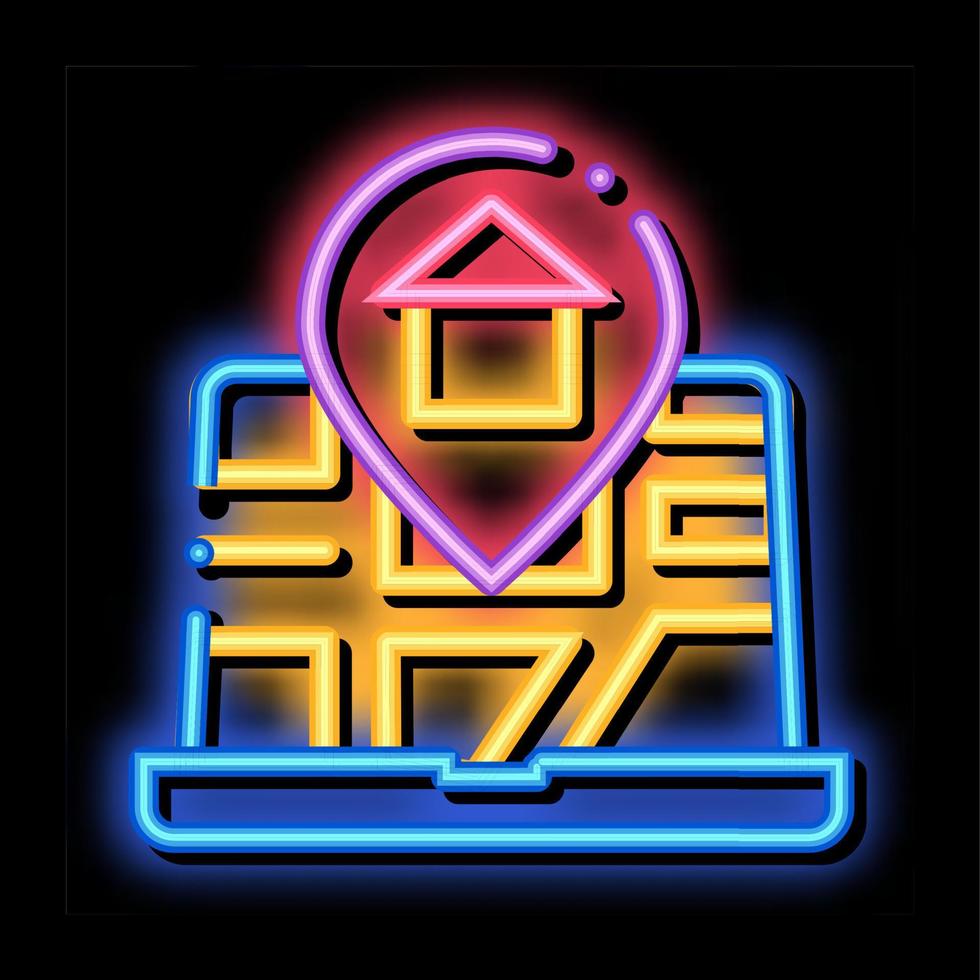 House Marker Location On Map neon glow icon illustration vector