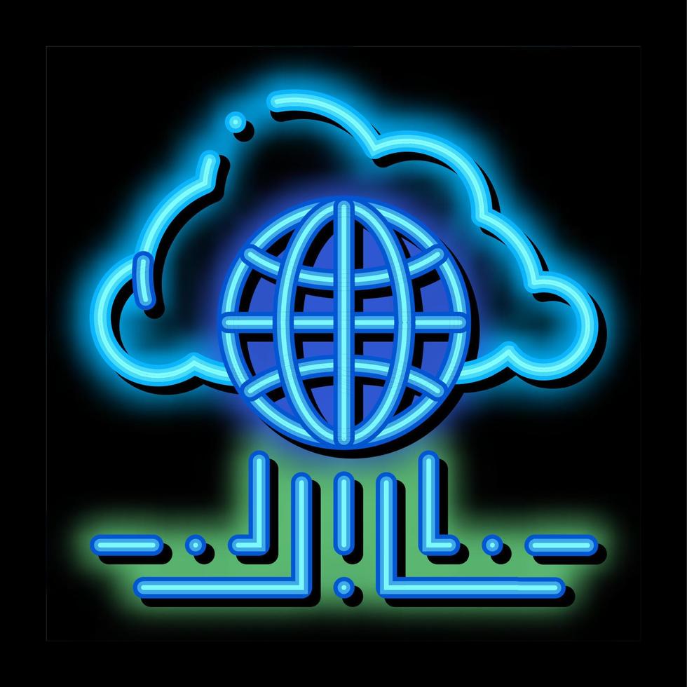 Global Internet Cloud Networking neon glow icon illustration vector