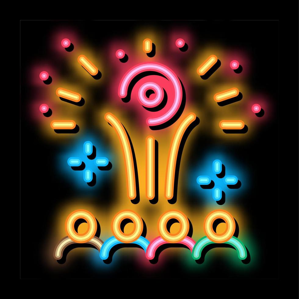 contemplation by people of fireworks neon glow icon illustration vector