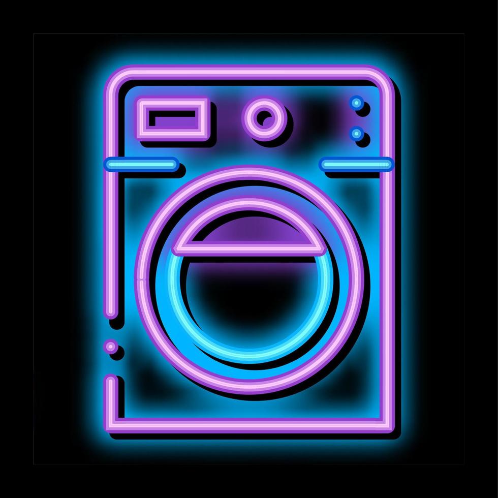 ilustración de icono de brillo de neón de máquina de lavado vector