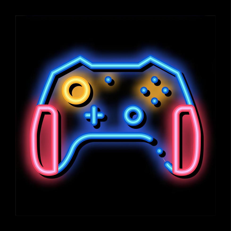 ilustración de icono de brillo de neón de gamepad de videojuegos para niños interactivos vector
