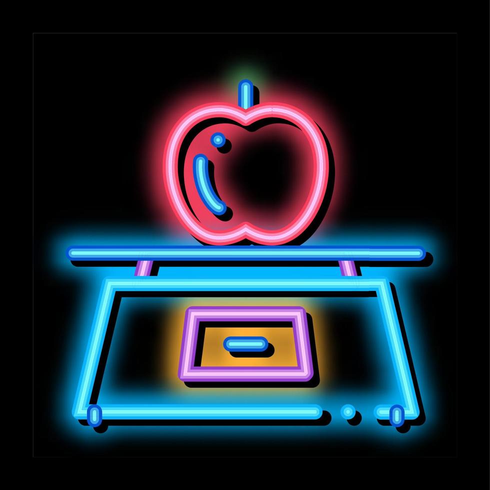 ilustración de icono de brillo de neón de manzana de fruta de comida saludable vector