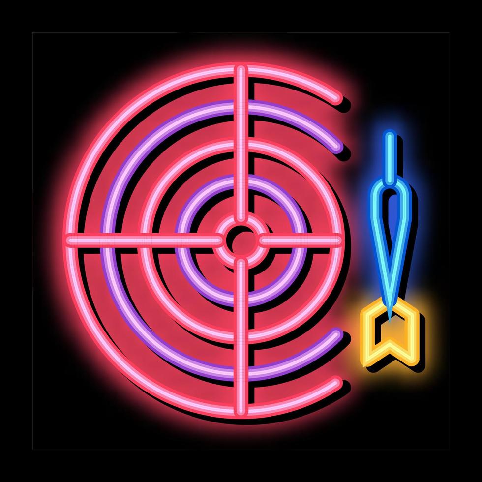 Interactive Kids Game Darts neon glow icon illustration vector