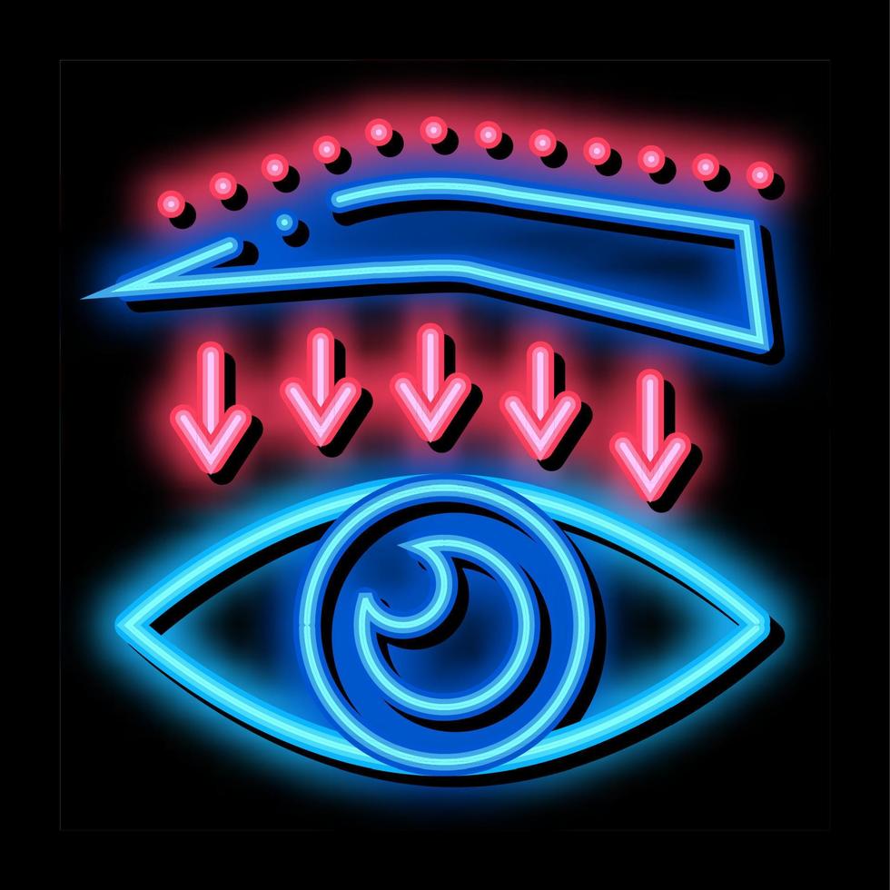 eyebrow down surgery neon glow icon illustration vector