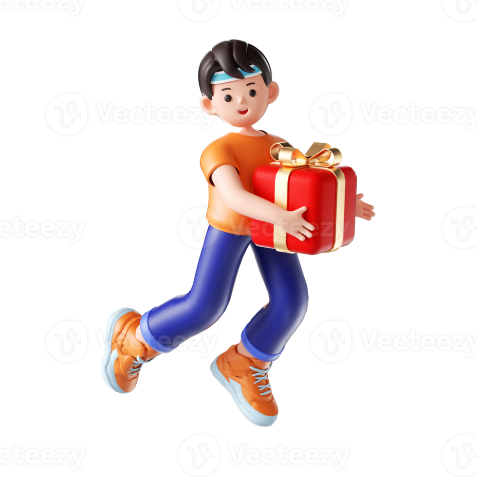 3D rendering cartoon male online shopping image png