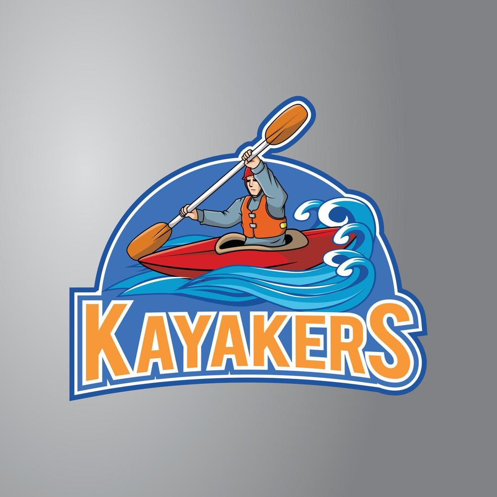 insignia de diseño de ilustración de kayakista vector