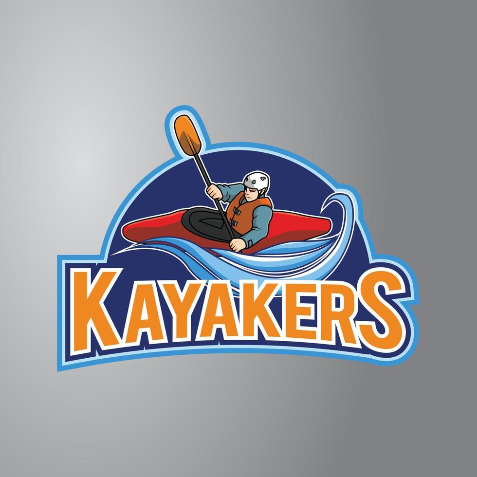 Kayaker Illustration Design Badge vector