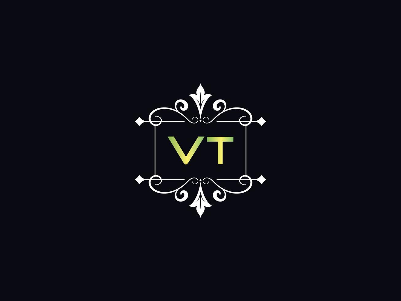 Simple Vt Logo Letter, Capital VT Luxury Logo Icon Vector