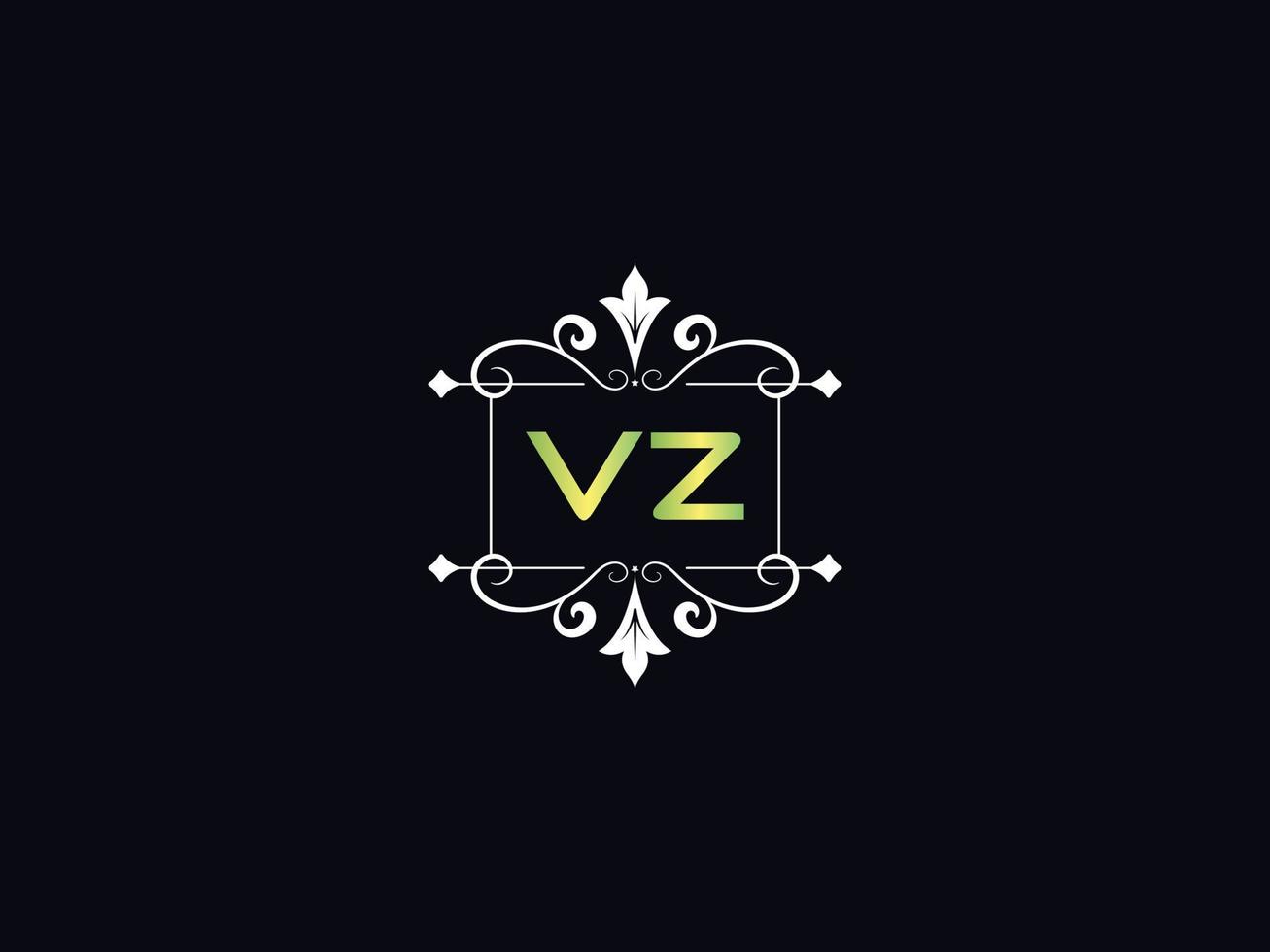 Simple Vz Logo Letter, Capital VZ Luxury Logo Icon Vector