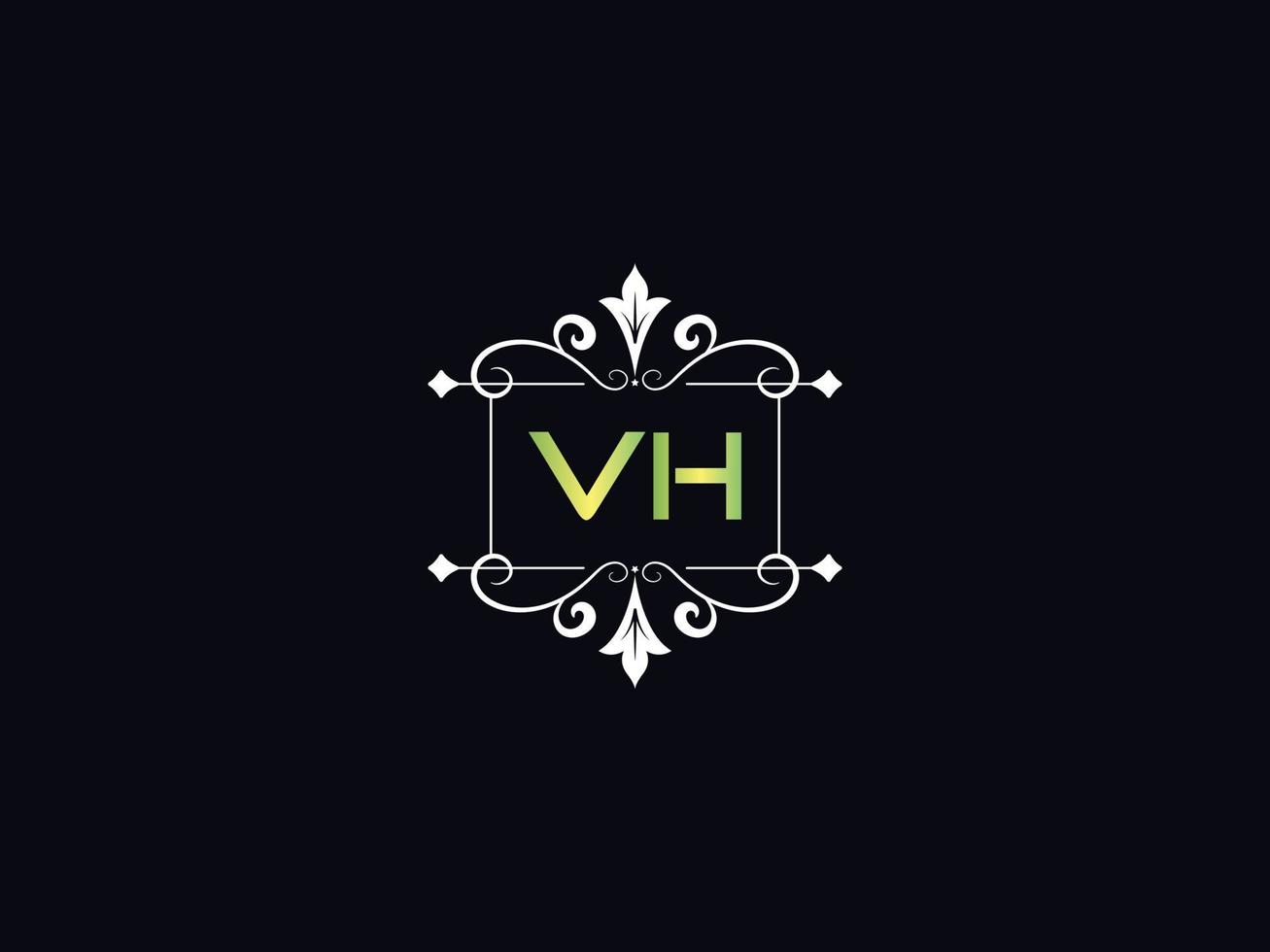 Simple Vh Logo Letter, Capital VH Luxury Logo Icon Vector