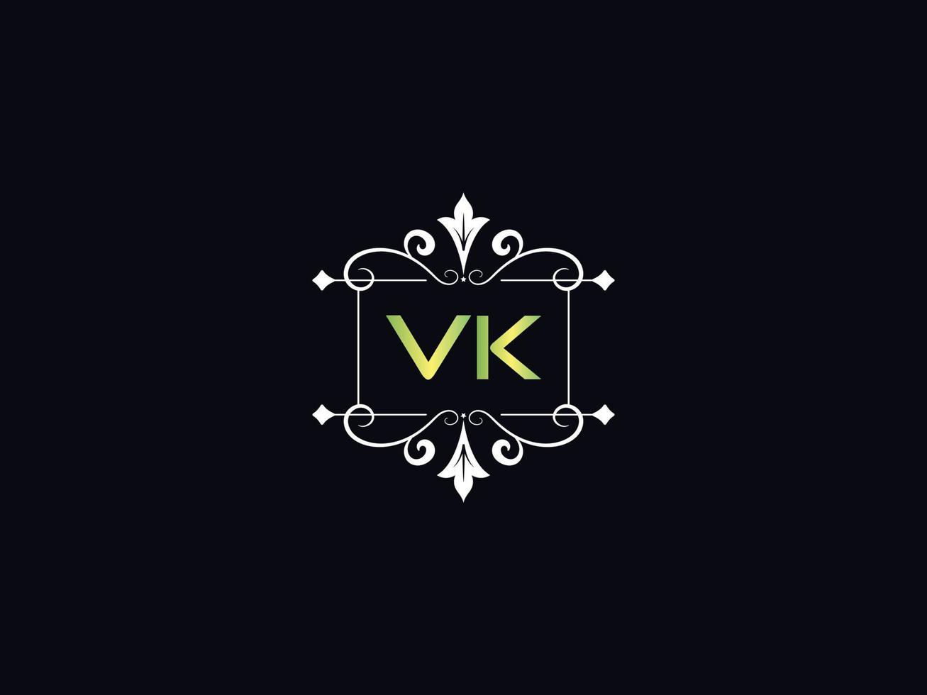 Simple Vk Logo Letter, Capital VK Luxury Logo Icon Vector