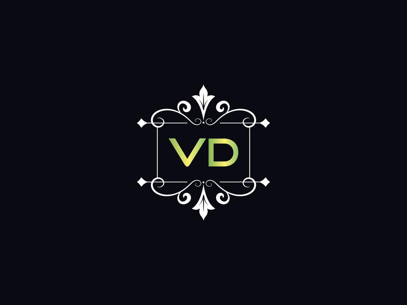 Simple Vd Logo Letter, Capital VD Luxury Logo Icon Vector