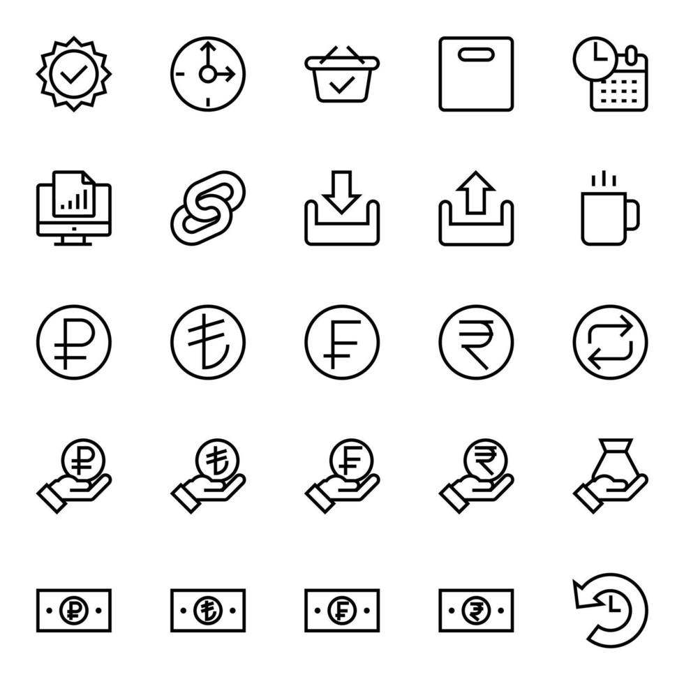 Outline icons for Business and financial. vector