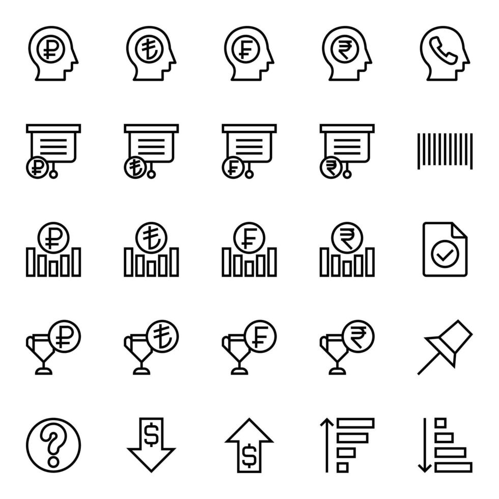 Outline icons for Business and financial. vector