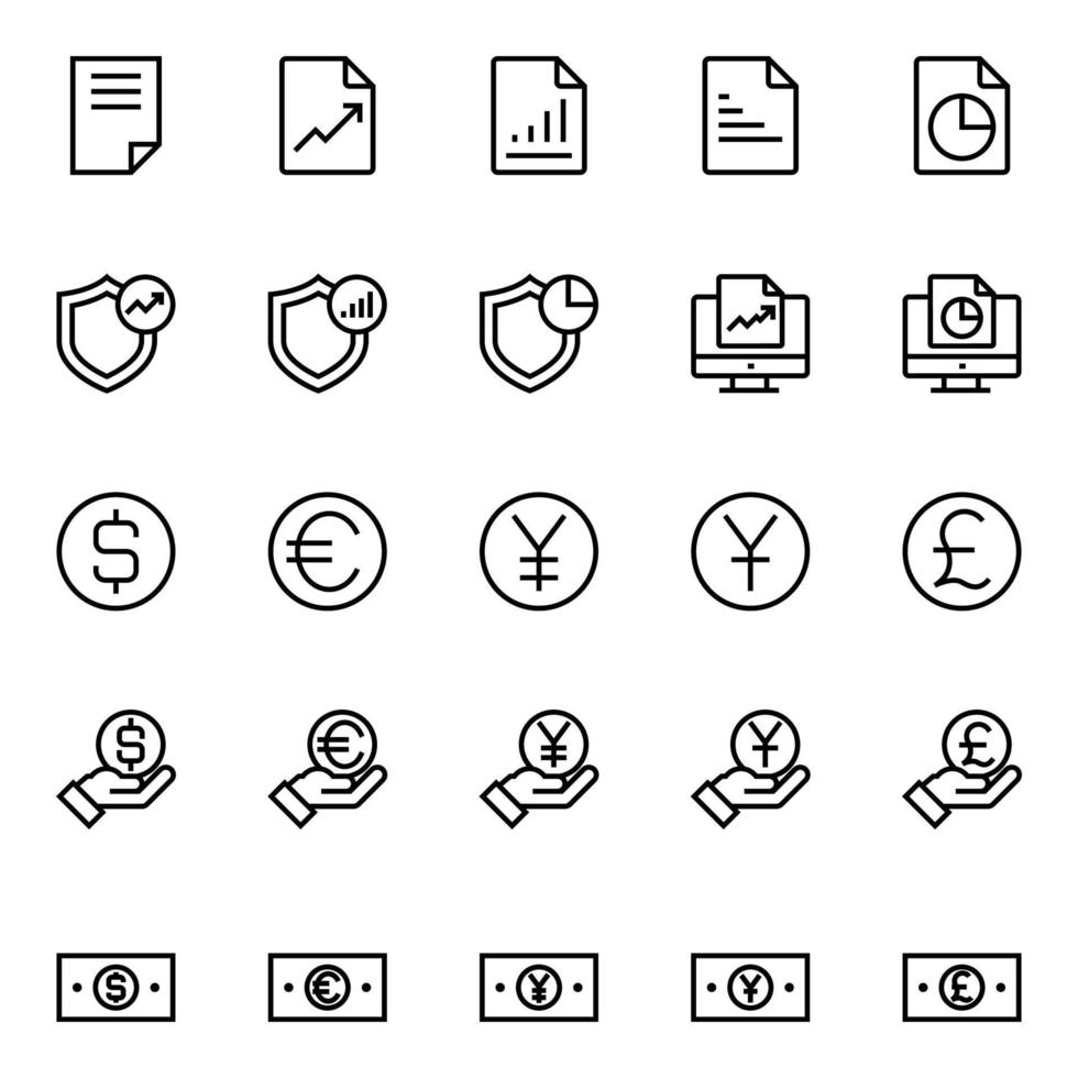 Outline icons for Business and financial. vector