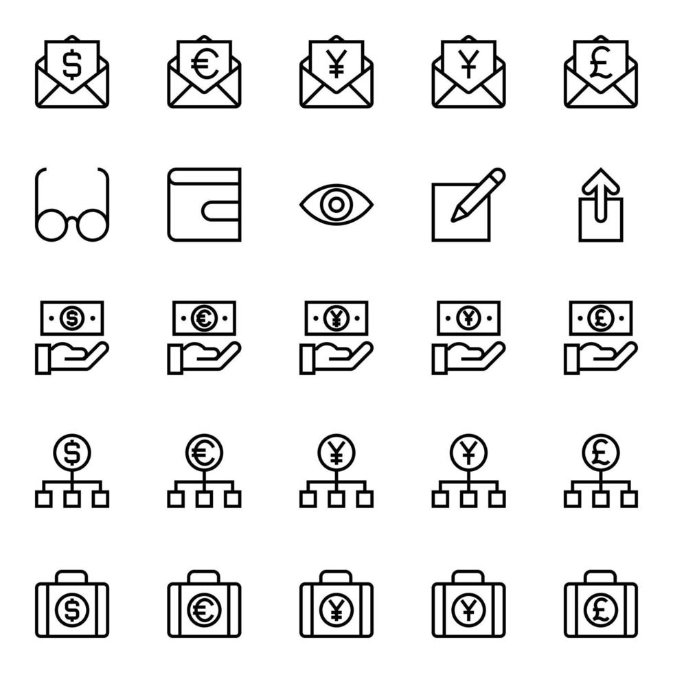 Outline icons for Business and financial. vector