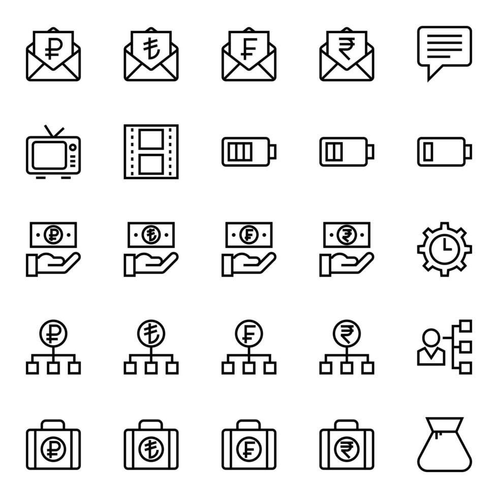 Outline icons for Business and financial. vector