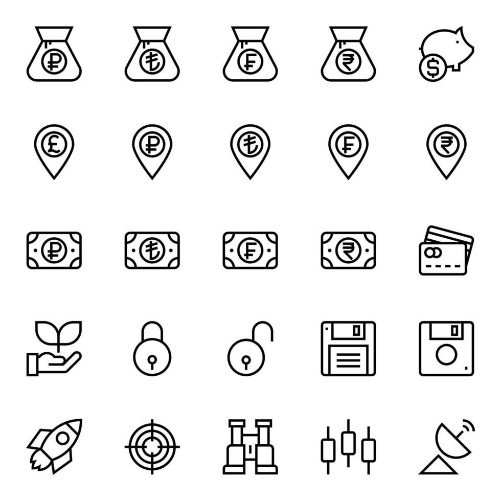 Outline icons for Business and financial. vector