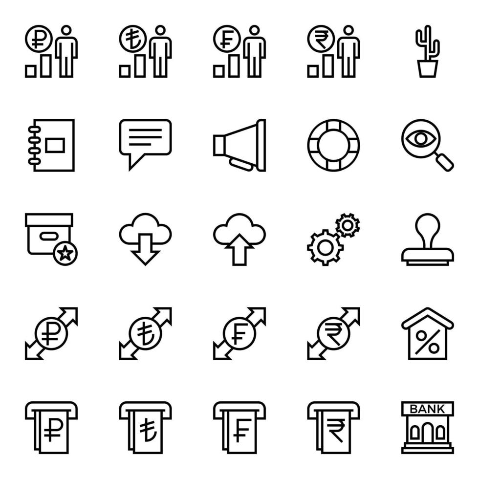 Outline icons for Business and financial. vector