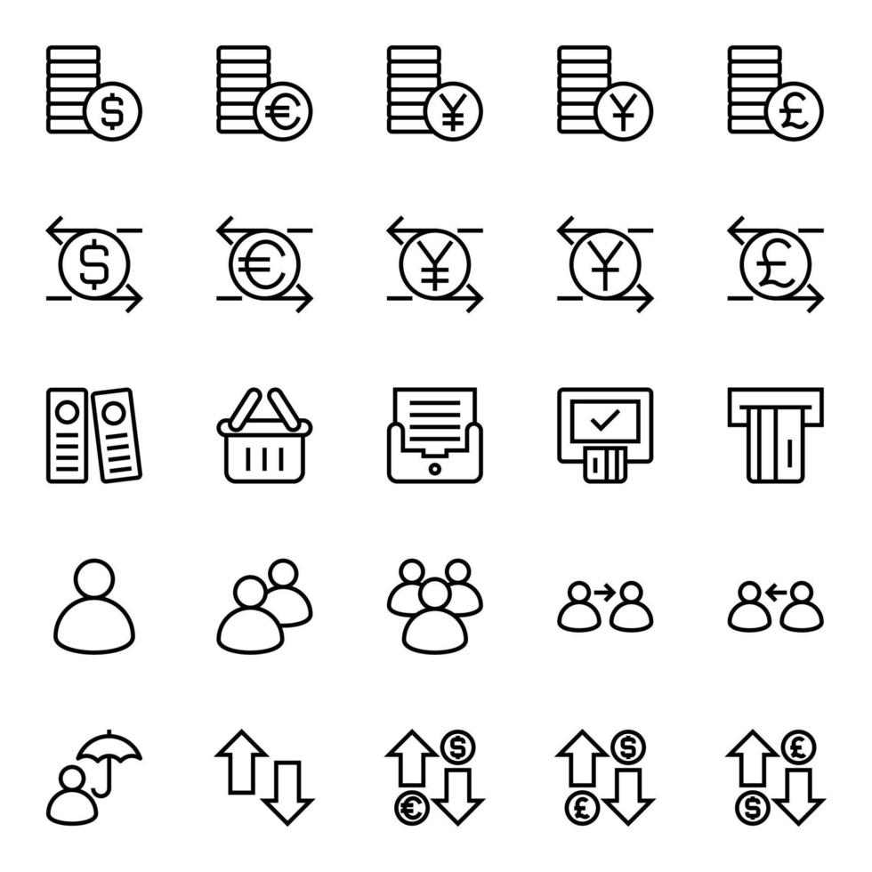 Outline icons for Business and financial. vector