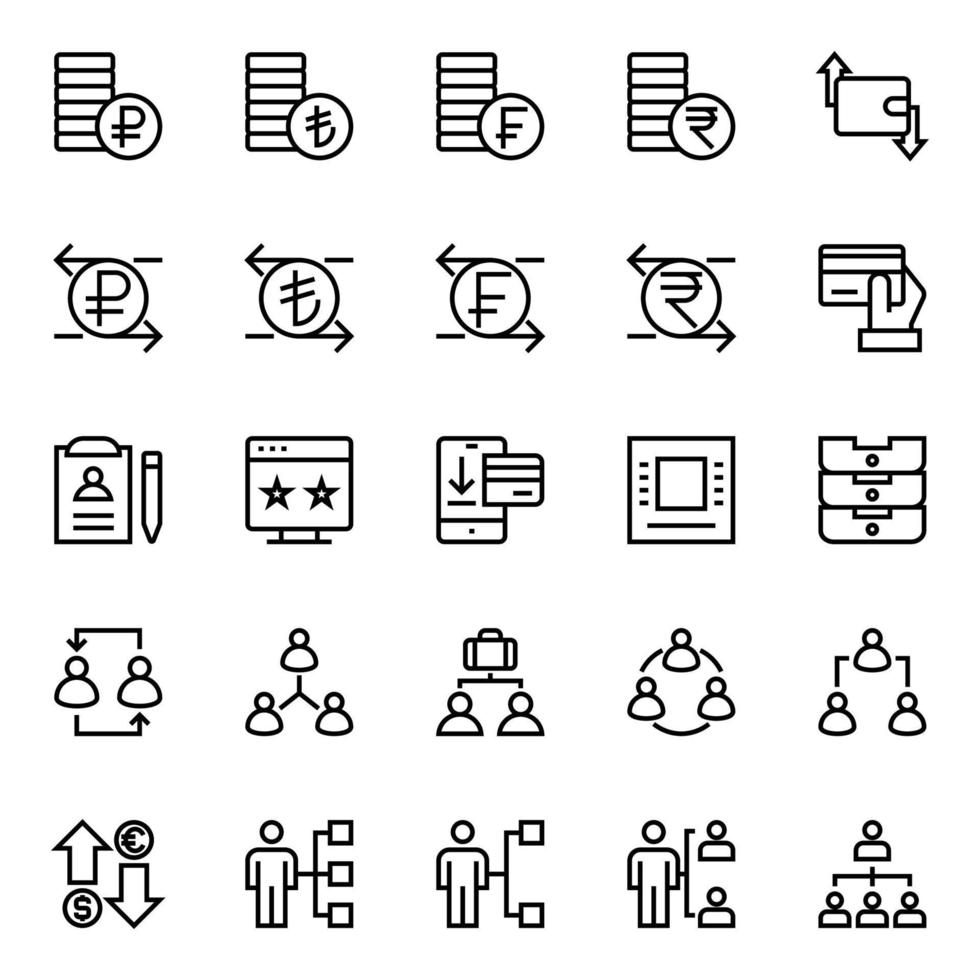 Outline icons for Business and financial. vector