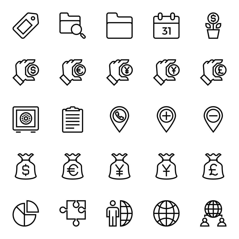 Outline icons for Business and financial. vector