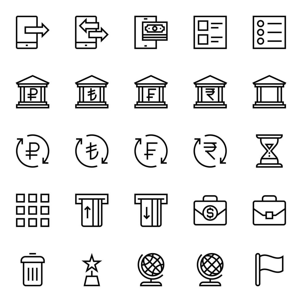 Outline icons for Business and financial. vector