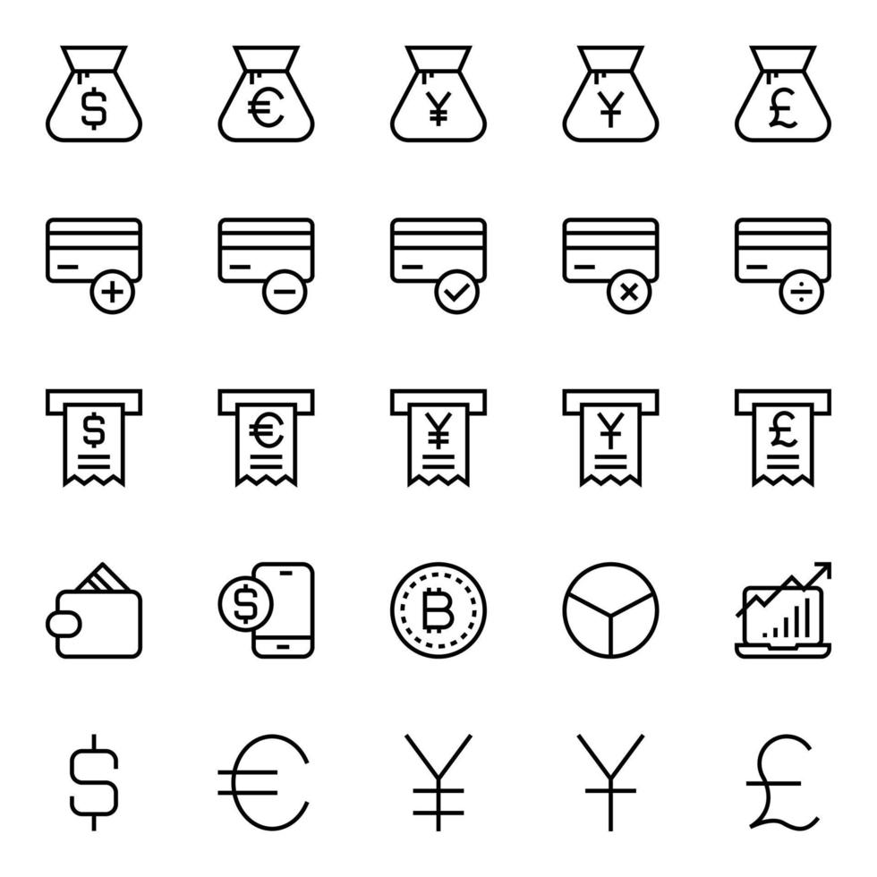 Outline icons for Business and financial. vector