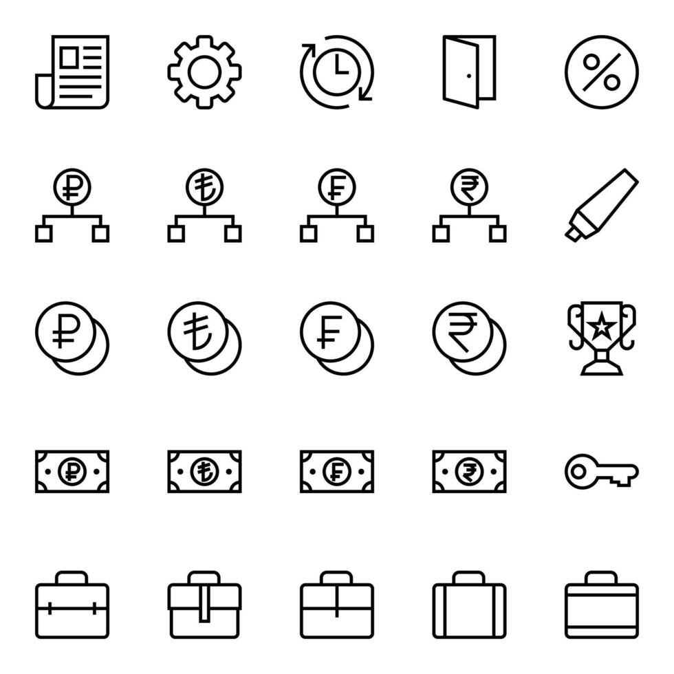 Outline icons for Business and financial. vector