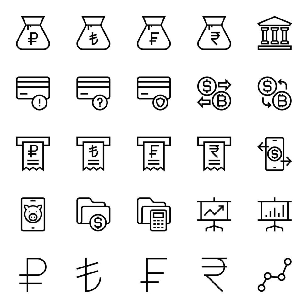 Outline icons for Business and financial. vector
