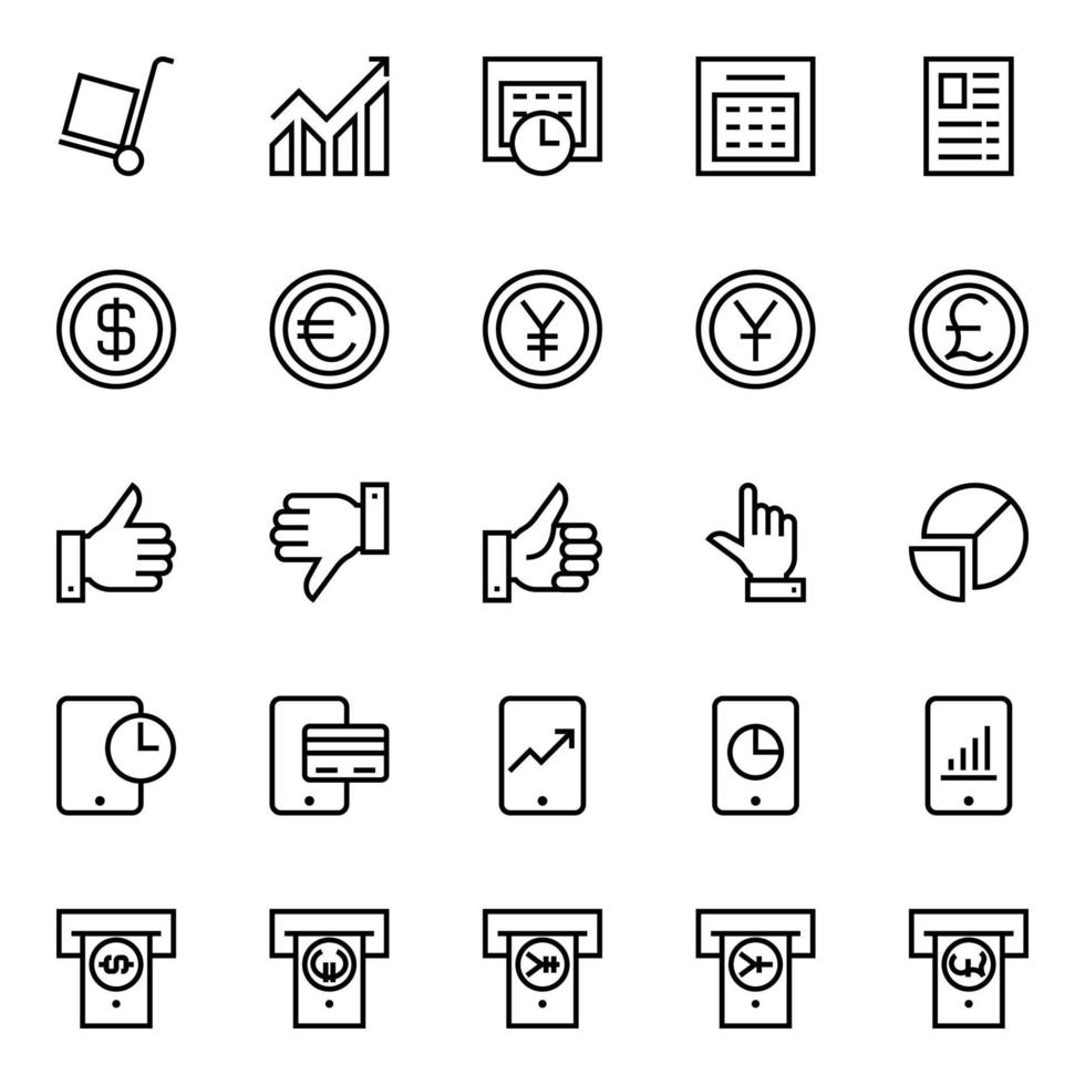 Outline icons for Business and financial. vector