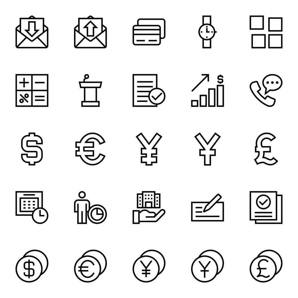 Outline icons for Business and financial. vector