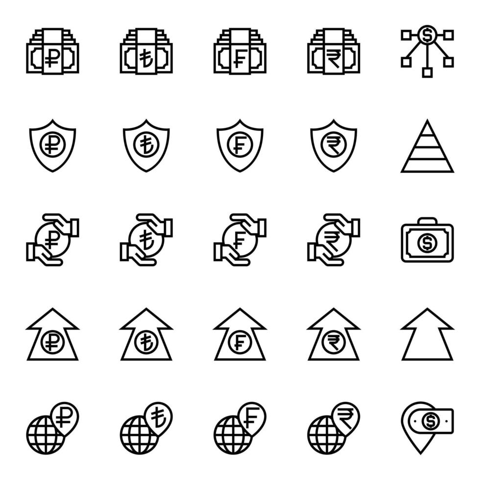 Outline icons for Business and financial. vector