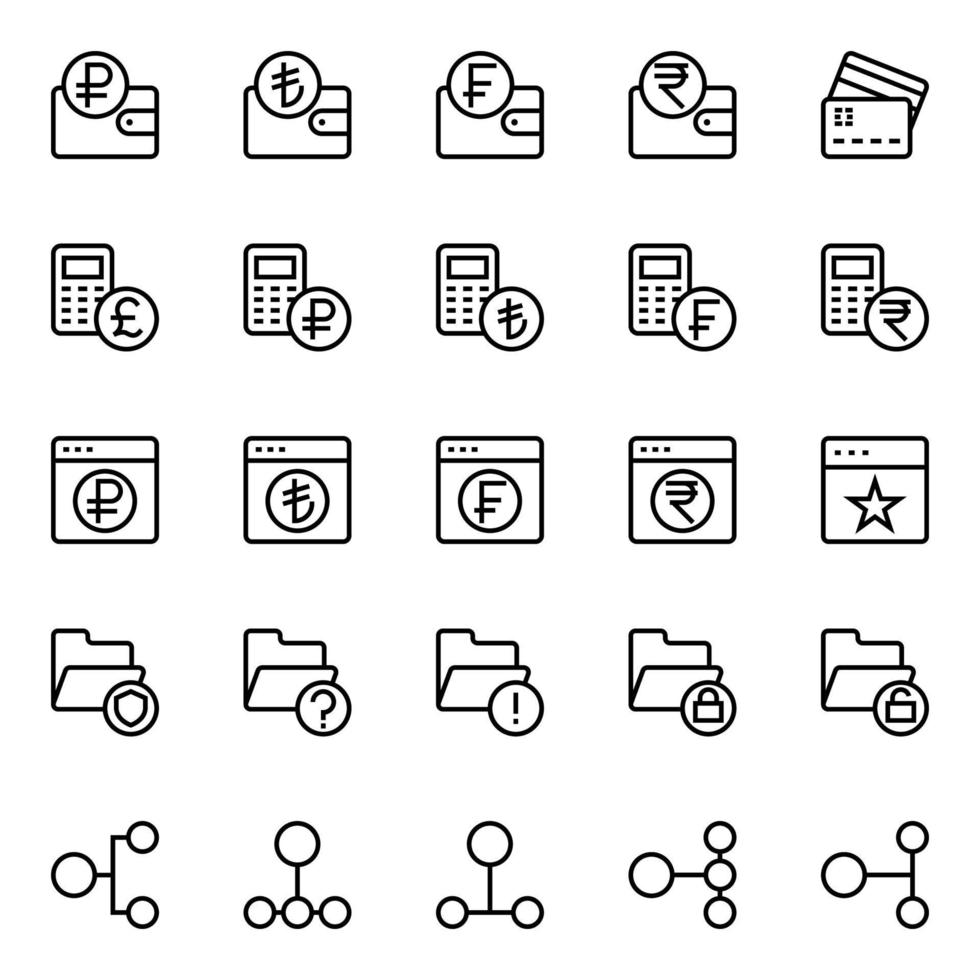 Outline icons for Business and financial. vector