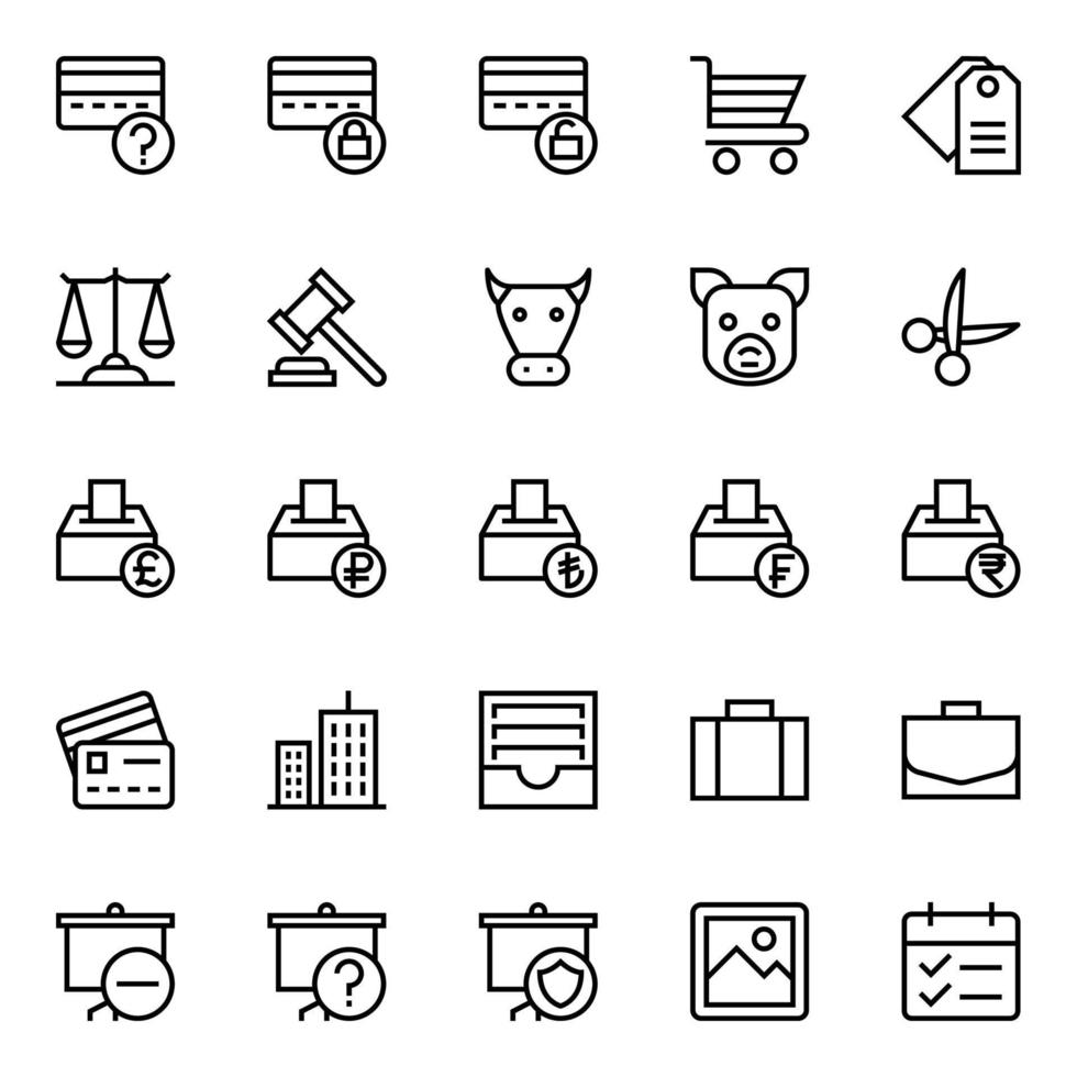Outline icons for Business and financial. vector