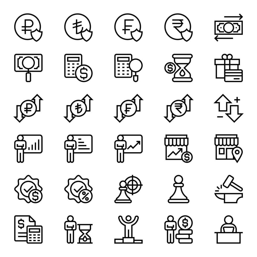 Outline icons for Business and financial. vector