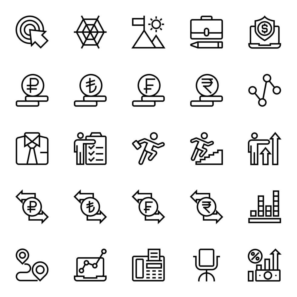 Outline icons for Business and financial. vector