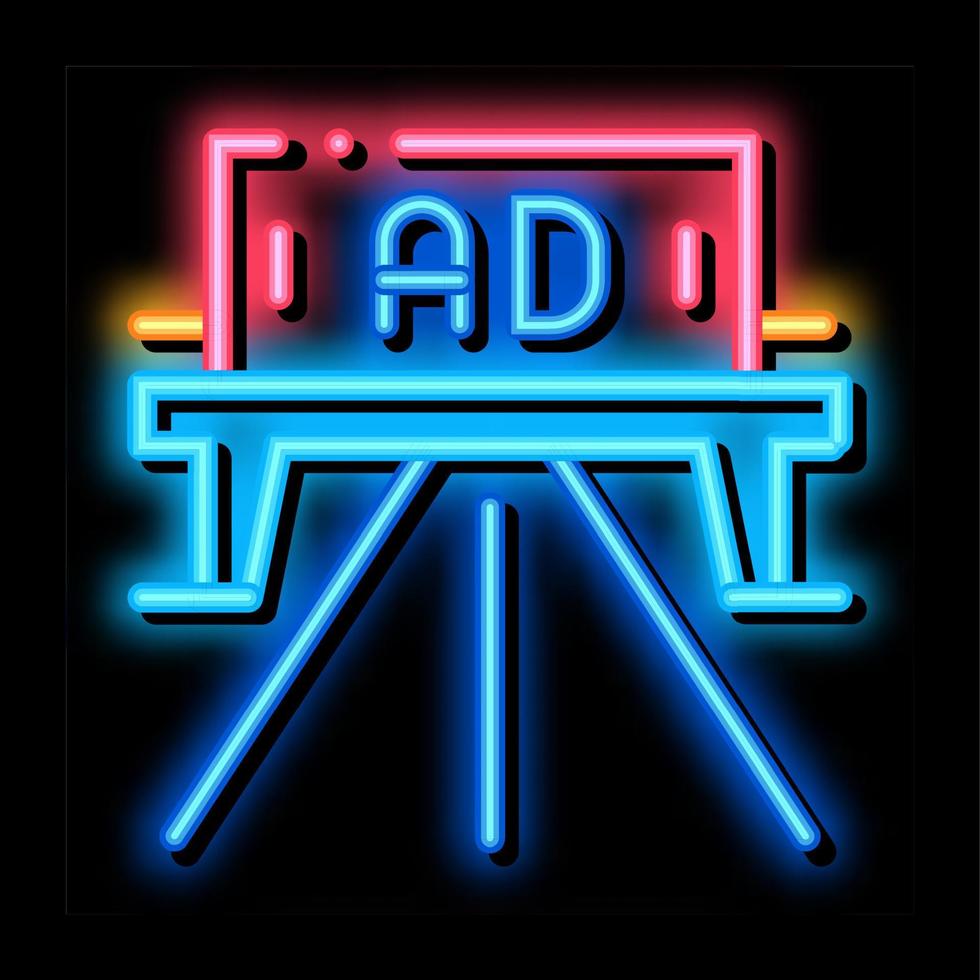 road sign ads neon glow icon illustration vector